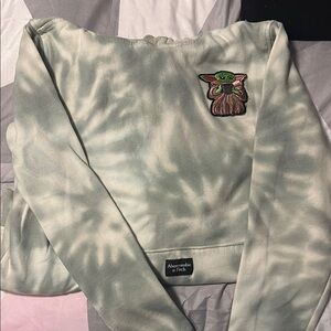 Abercrombie & Fitch Green Tie-Dye Sweatshirt with Baby Yoda Patch